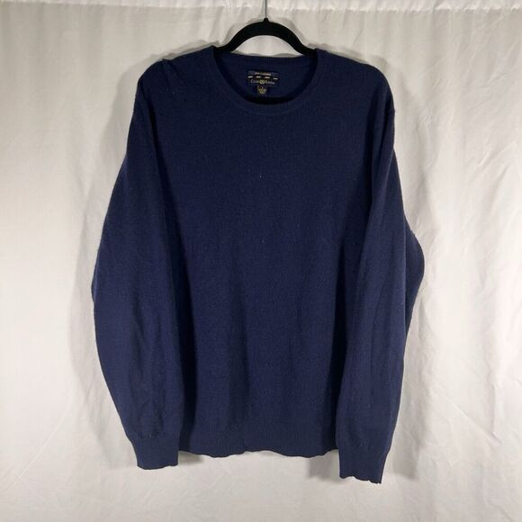 CLub Room 100% Cashmere Sweater Large Blue Pullover Crew Neck Long Sleeve - Picture 1 of 11